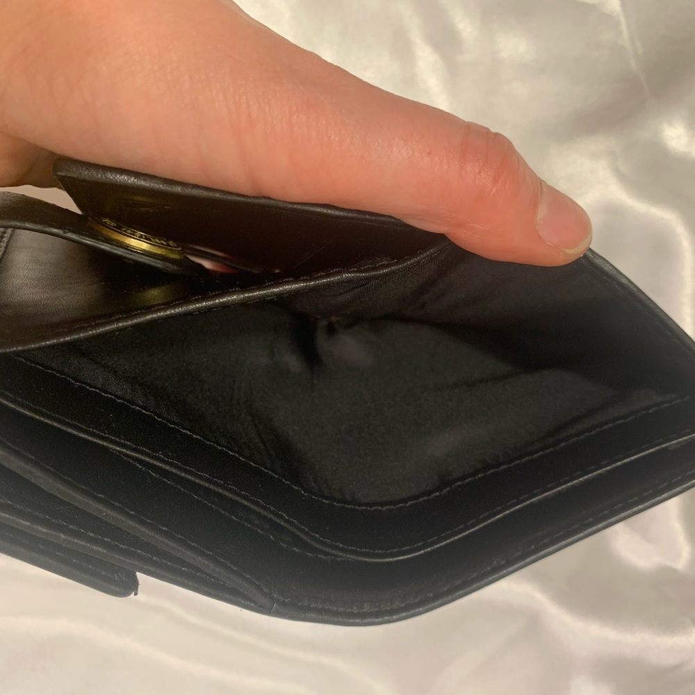 COACH JAQUARD TRIFOLD LEATHER TRIM IN BLACK WALLET GOLD ACCENT - Picture 12 of 16